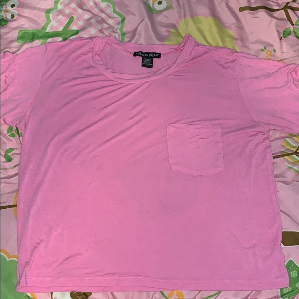 Pink Short Sleeve Crop Top